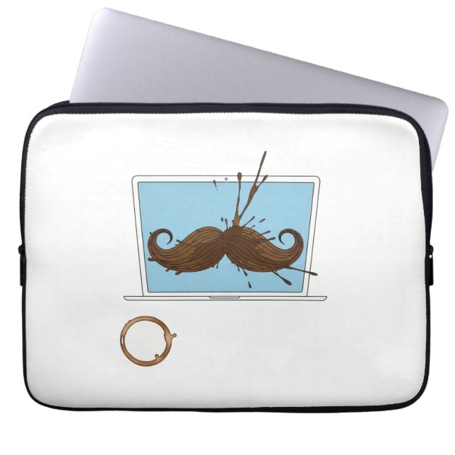 Coffee Spill Mustache Sleeve | Grappig laptopwerk (Voorkant)