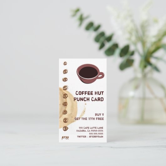 Coffee Stain and Cup Drink Punch Card Klantenkaartje (Staand voorkant)