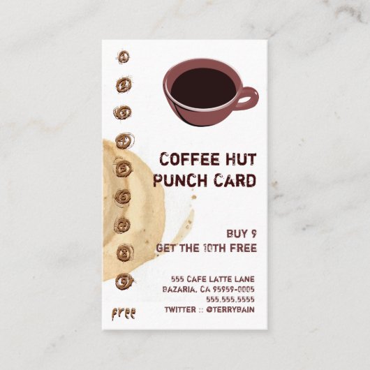 Coffee Stain and Cup Drink Punch Card Klantenkaartje (Voorkant)