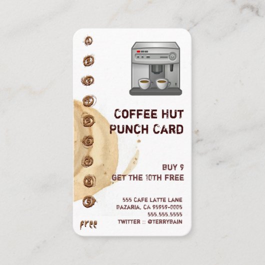 Coffee Stain and Cup Drink Punchcard Klantenkaartje (Voorkant)
