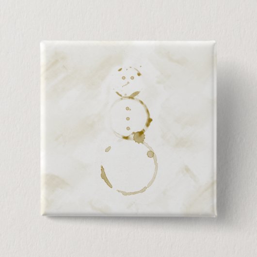 Coffee Stain Snowman Vierkante Button 5,1 Cm (Voorkant)