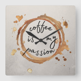 coffee stains vierkante klok