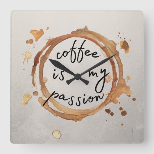 coffee stains vierkante klok (Voorkant)
