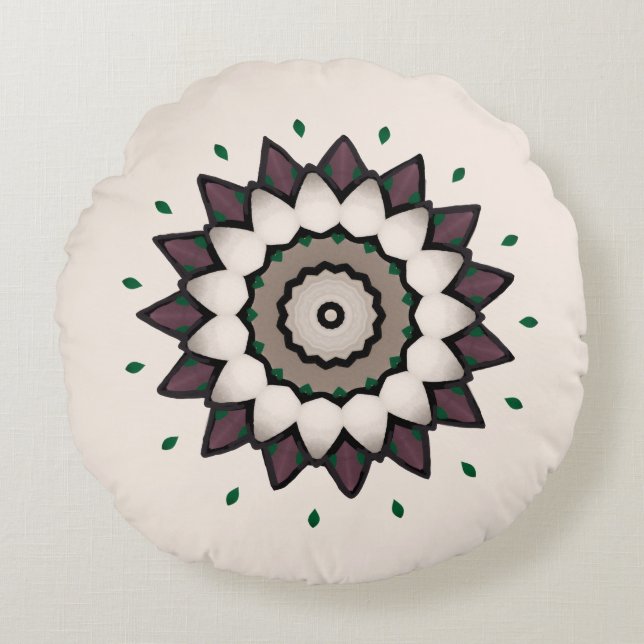 Coffee Star Kleine Print Rond Kussen (Voorkant)