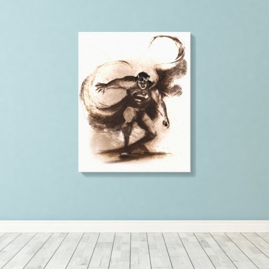 Coffee Superman Canvas Afdruk (Insitu (Houten vloer))