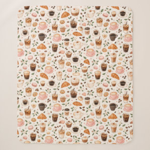 Coffee & Sweet Treats Pattern Sherpa Deken