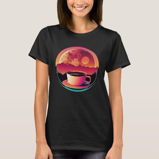 Coffee Synthwave 80s Retrowave Aesthetic 1 T-shirt (Voorkant)