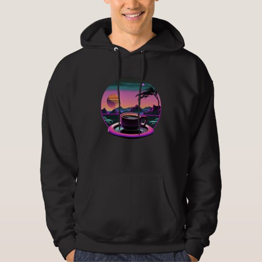 Coffee Synthwave 80s Retrowave Aesthetic Hoodie (Voorkant)