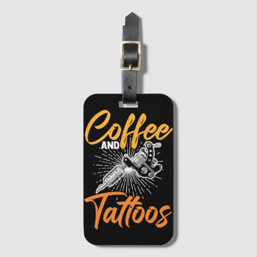 Coffee & Tattoos Coffee Drinker Tattoo Artist Bagagelabel (Voorkant (verticaal))