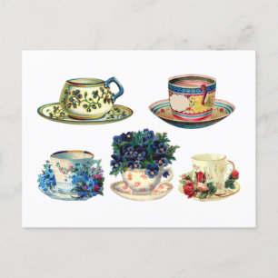 Coffee Tea Cup Floral Briefkaart