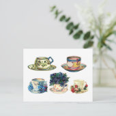 Coffee Tea Cup Floral  Briefkaart (Staand voorkant)