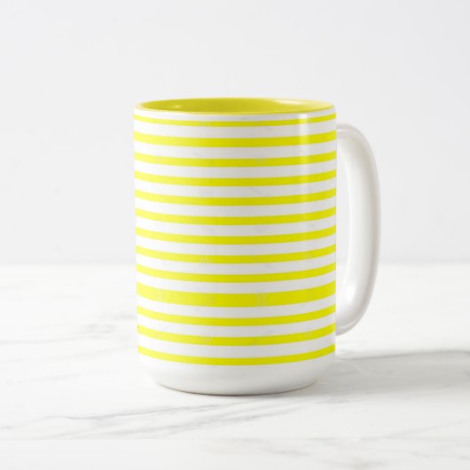 Coffee Tea Mugs, Hello Sunshine Sun Stripes  Tweekleurige Koffiemok (Voorkant rechts)