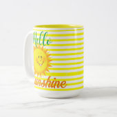 Coffee Tea Mugs, Hello Sunshine Sun Stripes  Tweekleurige Koffiemok (Voorkant links)