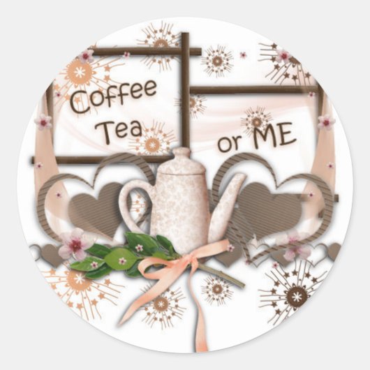 Coffee Tea of Me Ronde Sticker (Voorkant)