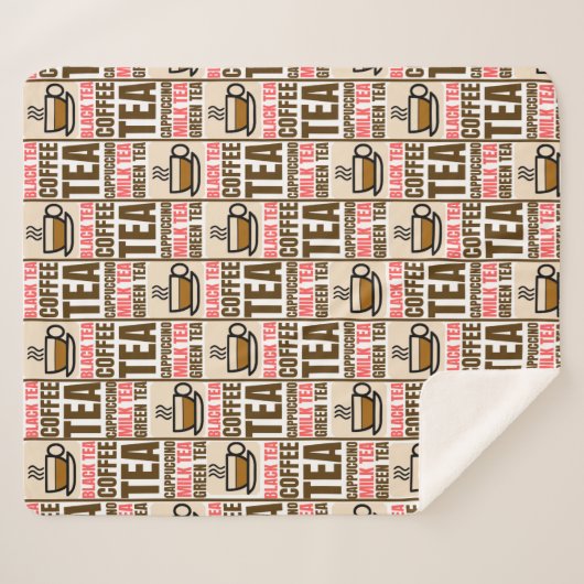 COFFEE TEA PATTERN, Sherpa Blanket Deken (Voorkant (horizontaal))