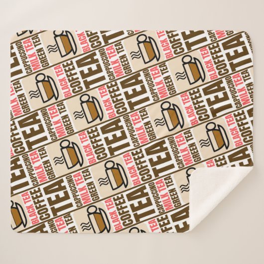 COFFEE TEA PATTERN, Sherpa Blanket Sherpa Deken (Voorkant (horizontaal))