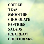 Coffee Tea Salads Window Vinyls Transparant | Leve Raamsticker (Vel 3)