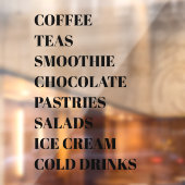 Coffee Tea Salads Window Vinyls Transparant | Leve Raamsticker (Vel 2)