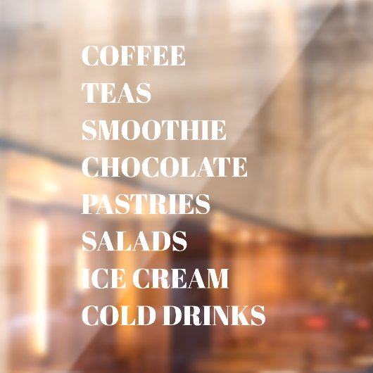 Coffee Tea Salads Window Vinyls Transparant | Leve Raamsticker (Vel 2)