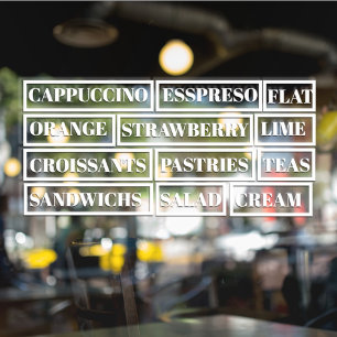 Coffee Tea Salads Window Vinyls Transparant   Leve Raamsticker
