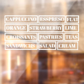 Coffee Tea Salads Window Vinyls Transparant | Leve Raamsticker (Vel 2)