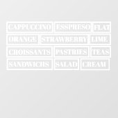 Coffee Tea Salads Window Vinyls Transparant | Leve Raamsticker (Vel)