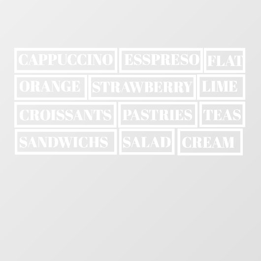 Coffee Tea Salads Window Vinyls Transparant | Leve Raamsticker (Vel)