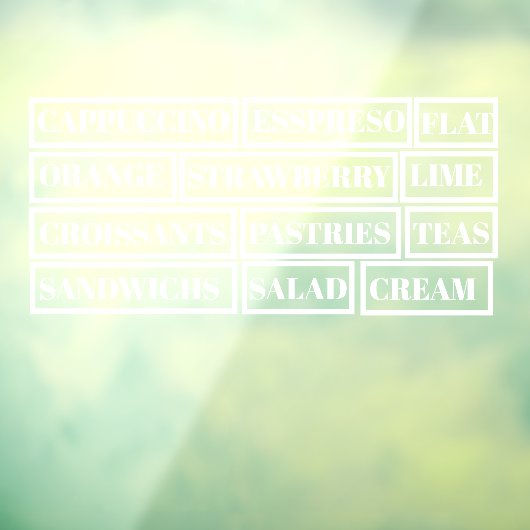 Coffee Tea Salads Window Vinyls Transparant | Leve Raamsticker (Vel 3)