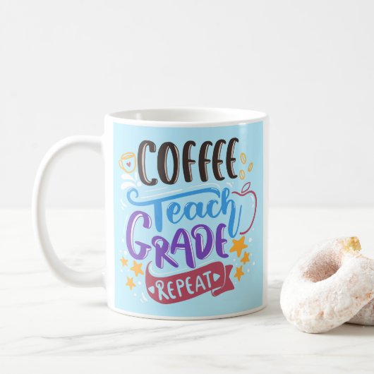 Coffee Teach Grade Repeat Koffiemok (Met donut)