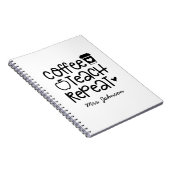 Coffee Teach Herhaal grappige leraar Notitieboek (Rechterzijde)