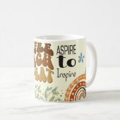 "COFFEE TEACH REPEAT"  "ASPIRE to Inspire" Koffiemok (Voorkant rechts)