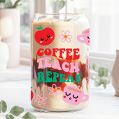 Coffee Teach Repeat Leraar Appel Blikvorm Glas