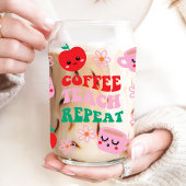 Coffee Teach Repeat Leraar Appel Blikvorm Glas