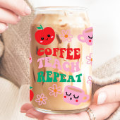 Coffee Teach Repeat Leraar Appel Blikvorm Glas