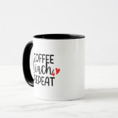 'Coffee Teach Repeat' Leuke en Herkenbare Kado Voo Mok (Voorkant links)