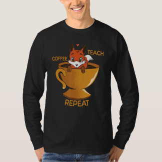Coffee Teach Repeat Retro Fox Back to School Teach T-shirt