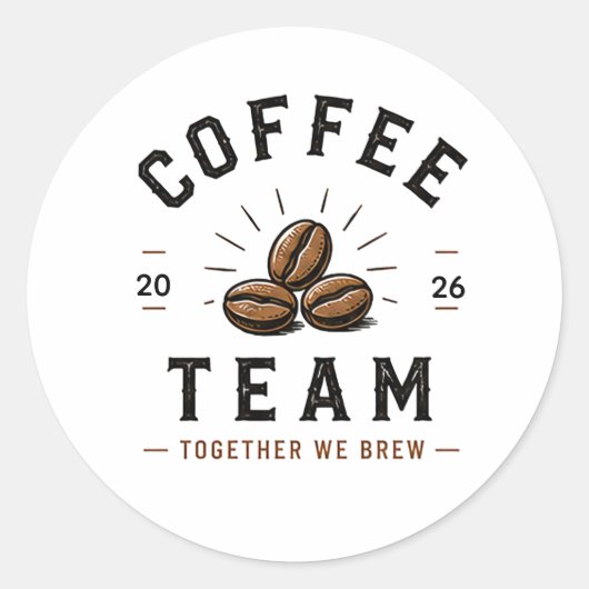 ☕ Coffee Team Cafe Personeel Uniform Logo ☕ Ronde Sticker (Voorkant)