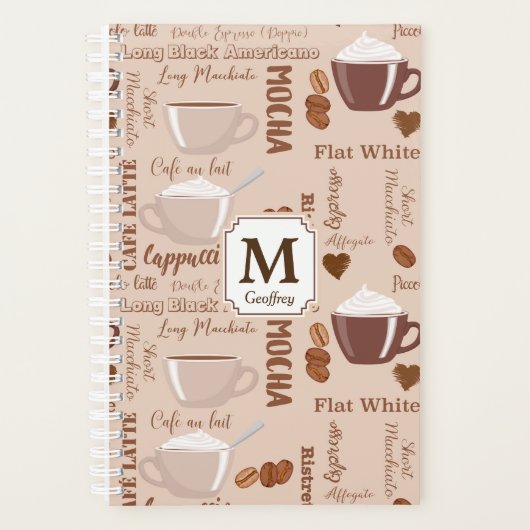 Coffee Termen Patroonmonogram Planner (Voorkant)