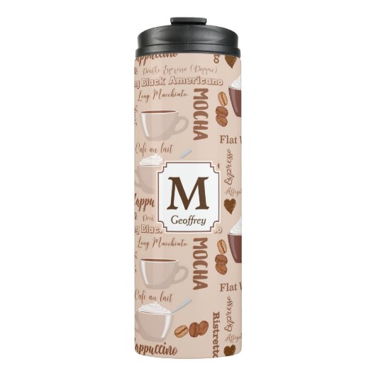 Coffee Termen Patroonmonogram Thermosbeker (Voorkant)
