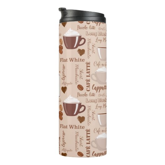 Coffee Termen Patroonmonogram Thermosbeker (Geroteerd rechts)