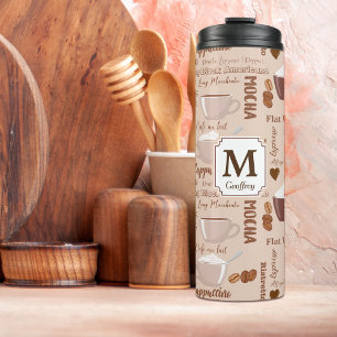 Coffee Termen Patroonmonogram Thermosbeker