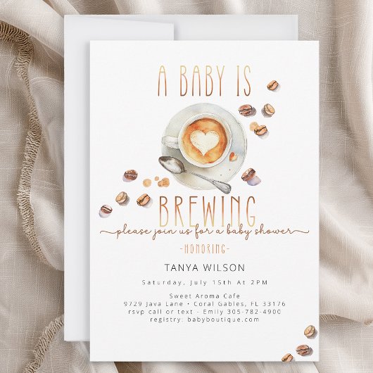 Coffee Theme Baby Shower Invitation Gender Neutral Kaart