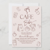 Coffee Theme Beige Bow Cafe Bebe Baby Shower Kaart (Voorkant)