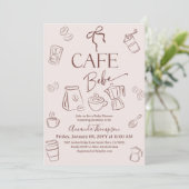 Coffee Theme Beige Bow Cafe Bebe Baby Shower Kaart (Staand voorkant)
