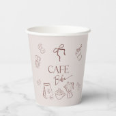 Coffee Theme Beige Cafe Bebe Brewing Baby Shower Papieren Bekers (Achterkant)