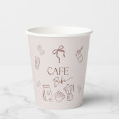Coffee Theme Beige Cafe Bebe Brewing Baby Shower Papieren Bekers (Voorkant)