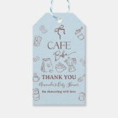 Coffee Theme Blue Bow Cafe Bebe Boy Baby Shower Cadeaulabel (Voorkant)