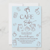 Coffee Theme Blue Bow Cafe Bebe Boy Baby Shower Kaart (Voorkant)