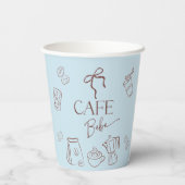 Coffee Theme Blue Bow Cafe Bebe Boy Baby Shower Papieren Bekers (Achterkant)