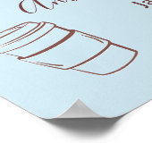 Coffee Theme Blue Bow Cafe Bebe Boy Baby Shower Poster (Hoek)